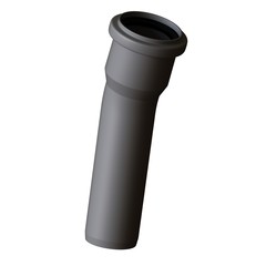 Plastic sewer pipe grey on white background, isolated. 3D rendering of excellent quality in high resolution. It can be enlarged and used as a background or texture.