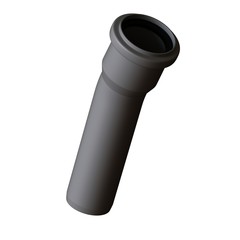 Plastic sewer pipe grey on white background, isolated. 3D rendering of excellent quality in high resolution. It can be enlarged and used as a background or texture.