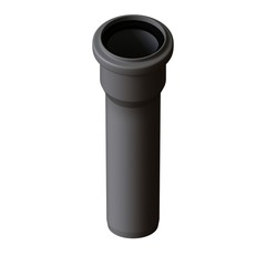 Plastic sewer pipe grey on white background, isolated. 3D rendering of excellent quality in high resolution. It can be enlarged and used as a background or texture.