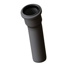 Plastic sewer pipe grey on white background, isolated. 3D rendering of excellent quality in high resolution. It can be enlarged and used as a background or texture.