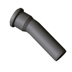 Plastic sewer pipe grey on white background, isolated. 3D rendering of excellent quality in high resolution. It can be enlarged and used as a background or texture.