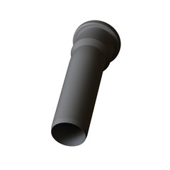 Plastic sewer pipe grey on white background, isolated. 3D rendering of excellent quality in high resolution. It can be enlarged and used as a background or texture.