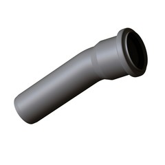 Plastic sewer pipe grey on white background, isolated. 3D rendering of excellent quality in high resolution. It can be enlarged and used as a background or texture.