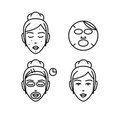 Different Skin Types Under Magnifier - Vector Icon Set	