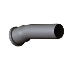 Plastic sewer pipe grey on white background, isolated. 3D rendering of excellent quality in high resolution. It can be enlarged and used as a background or texture.