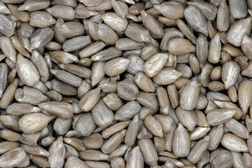 Shelled sunflower seeds macro background