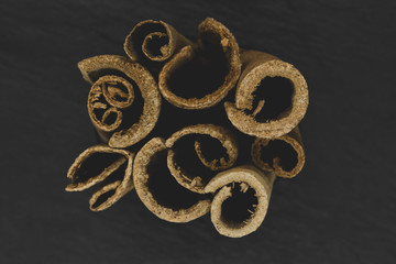 Macro view of cinnamon sticks