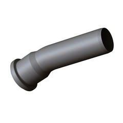 Plastic sewer pipe grey on white background, isolated. 3D rendering of excellent quality in high resolution. It can be enlarged and used as a background or texture.