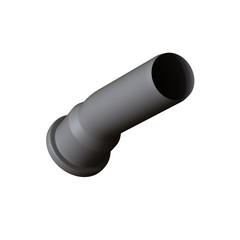 Plastic sewer pipe grey on white background, isolated. 3D rendering of excellent quality in high resolution. It can be enlarged and used as a background or texture.