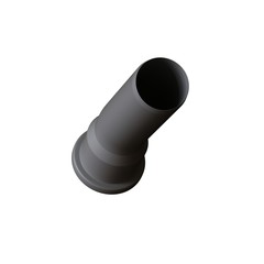 Plastic sewer pipe grey on white background, isolated. 3D rendering of excellent quality in high resolution. It can be enlarged and used as a background or texture.