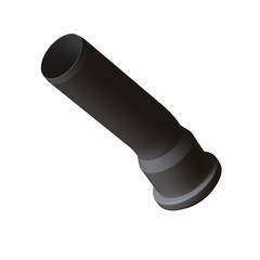 Plastic sewer pipe grey on white background, isolated. 3D rendering of excellent quality in high resolution. It can be enlarged and used as a background or texture.