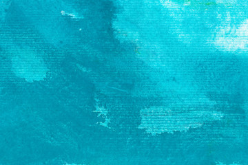 Turquoise hand drawn watercolor painting. Modern light blue blending raster illustration.