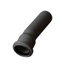 Plastic sewer pipe grey on white background, isolated. 3D rendering of excellent quality in high resolution. It can be enlarged and used as a background or texture.