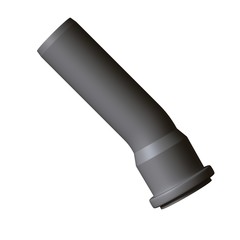 Plastic sewer pipe grey on white background, isolated. 3D rendering of excellent quality in high resolution. It can be enlarged and used as a background or texture.