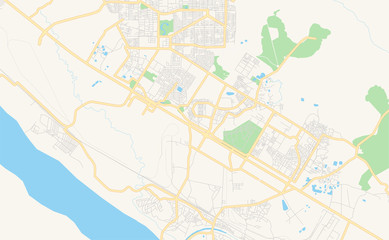 Fototapeta na wymiar Printable street map of Durgapur, India