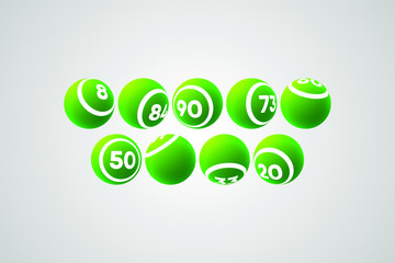 Green Bingo Balls Vector Illustration