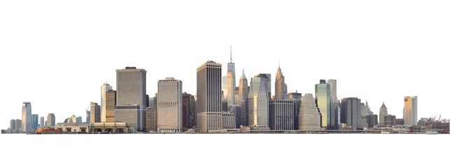 Foto op Plexiglas Skyline De horizon van Manhattan op wit wordt geïsoleerd dat.