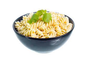 pasta in a bowl isolated on white background
