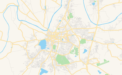 Fototapeta na wymiar Printable street map of Kolhapur, India