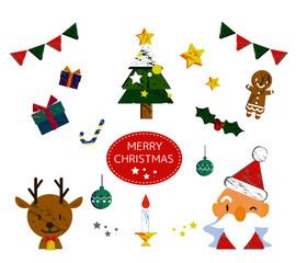 クリスマス素材　版画風