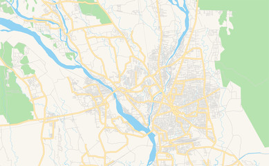 Fototapeta na wymiar Printable street map of Siliguri, India
