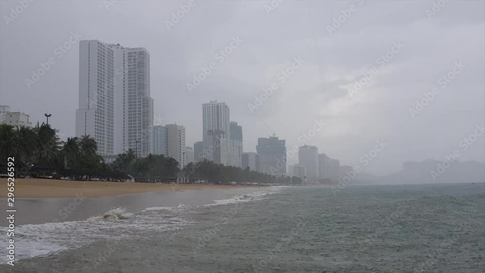 Wall mural popular resort city of nha trang in the rainy season. vietnam