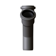 Plastic sewer pipe grey on white background, isolated. 3D rendering of excellent quality in high resolution. It can be enlarged and used as a background or texture.