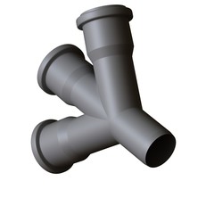 Plastic sewer pipe grey on white background, isolated. 3D rendering of excellent quality in high resolution. It can be enlarged and used as a background or texture.