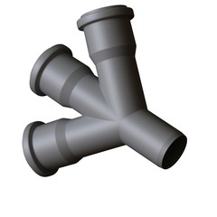 Plastic sewer pipe grey on white background, isolated. 3D rendering of excellent quality in high resolution. It can be enlarged and used as a background or texture.