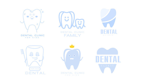 Dental Clinic Logo Templates Set, Family Dental Care Badges Vector Illustration