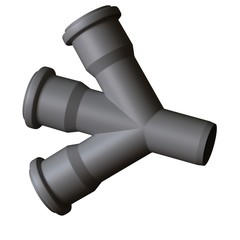 Plastic sewer pipe grey on white background, isolated. 3D rendering of excellent quality in high resolution. It can be enlarged and used as a background or texture.