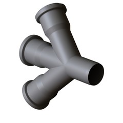 Naklejka na ściany i meble Plastic sewer pipe grey on white background, isolated. 3D rendering of excellent quality in high resolution. It can be enlarged and used as a background or texture.