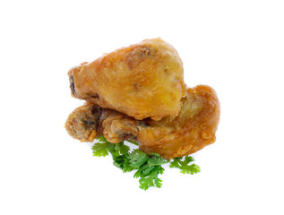 fried leg chicken isolated