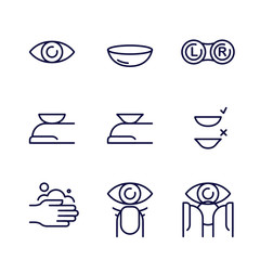 How to Use Contact Lenses - Vector Icon Set	