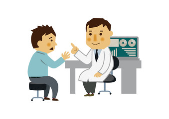 医者と患者。 女医と女性患者。 診察をする医師と患者。 診察室のイメージ。