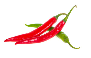 red chili peppers isolated on white background