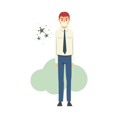 Man in medical mask cartoon vector illustration