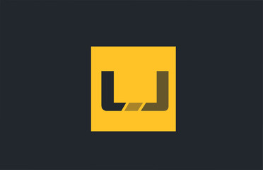 yellow square simple letter U blue logo alphabet for company logo icon design