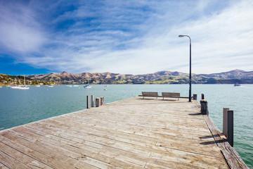 Akaroa Pier in new Zealand in Spring