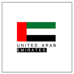 UAE official national state symbols: flag, coat of arms Standard of the president isolated on white background. Original and simple United Arab Emirates flag isolated in official colors and Proportion