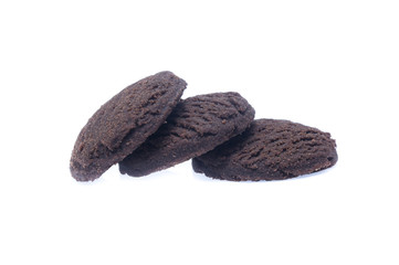 dark chocolate brownie cookies isolated on white