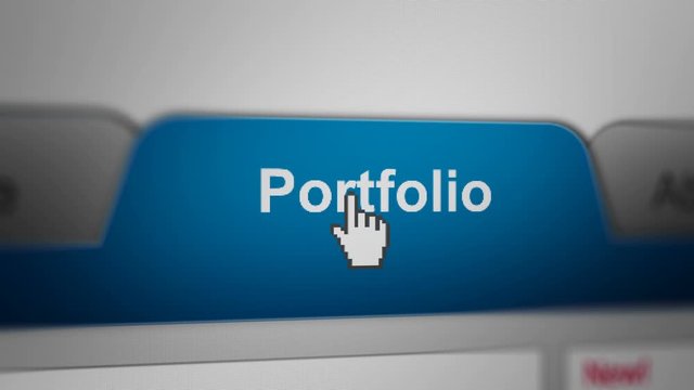 Mouse Cursor Choosing "Portfolio" Tab Category For Web/Blog.
