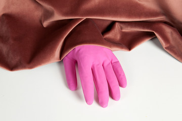 velvet pink gradient plastic glove