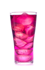 Glass of red grape juice with fruit isolated on white