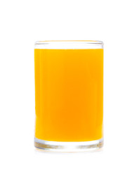 Orange juice glass, isolated on white background