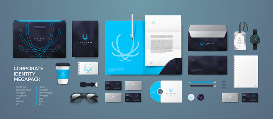 Blue lines spherical logo design. Can be used for branding IT company. Cybernetic modern digital firm corporate style.