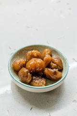 Turkish Chestnut Dessert / Kestane Sekeri. Traditional Food.