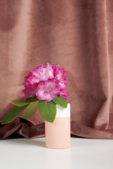 pink flowers rhododendron velvet curtain
