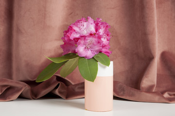 pink flowers rhododendron velvet curtain
