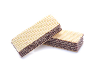 wafer chocolate dessert on white background